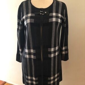 Anne Klein Long Black n White Cardigan Sweater